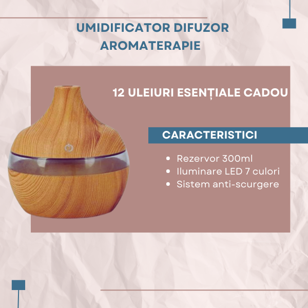 Umidificator aromaterapie pentru camera +12 Uleiuri esentiale Cadou