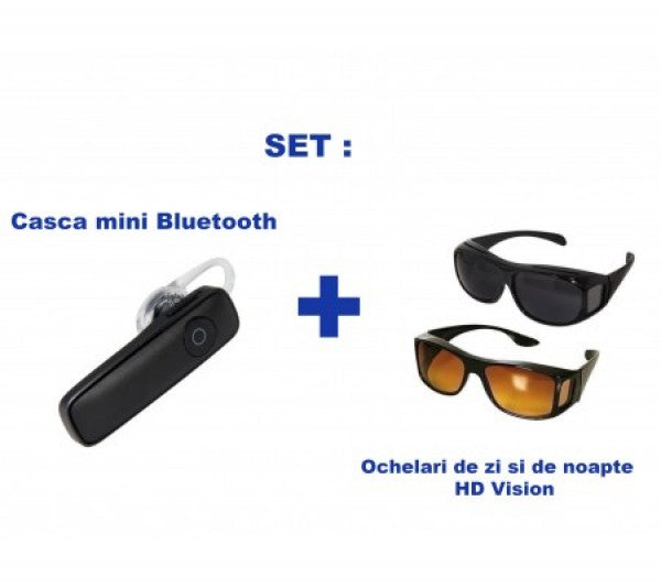 Casca Bluetooth + Set 2 perechi ochelari de condus