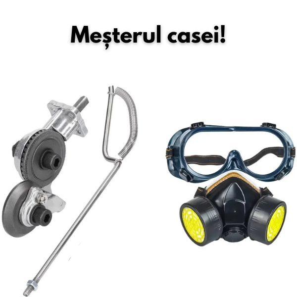 Mesterul casei!Atasament pentru taiat metal+Masca de protectie, anti praf si vapori, anti-poluare, cu 2 filtre de carbon activ