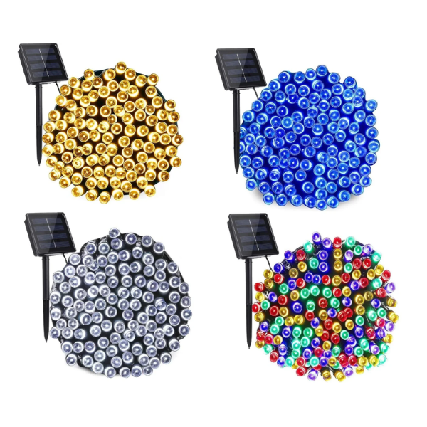 Instalatie cu Panou Solar de Craciun, 100 LED-uri, 10 Metri, Pentru Exterior si Interior