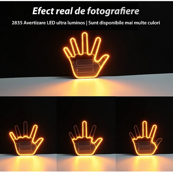 Semn LED auto cu telecomanda design mana 4 moduri efect vizual stralucitor