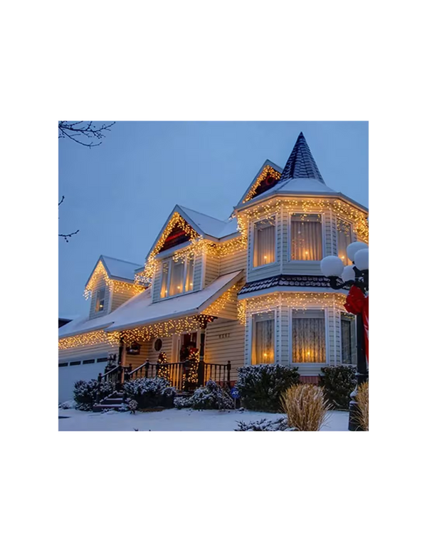 Instalatie tip franjuri, 20 metri, 500 LED-uri tip turturi, franjuri, Craciun, interconectabila