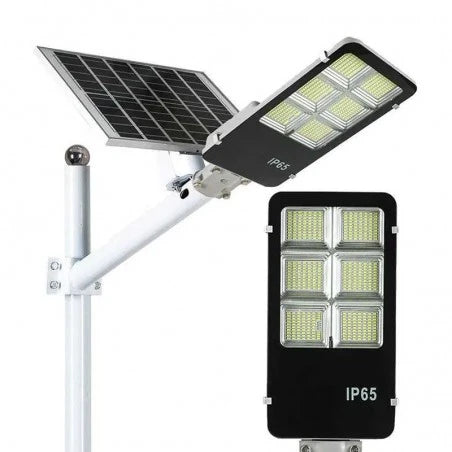 Lampa Solara Stradala Cu Panou Fotovoltaic, 300W, IP65, Suport Prindere, Telecomanda, Aluminiu