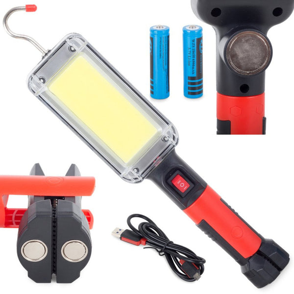 Lampa de lucru LED, carlig agatare, 2 acumulatori, incarcare USB, magnet