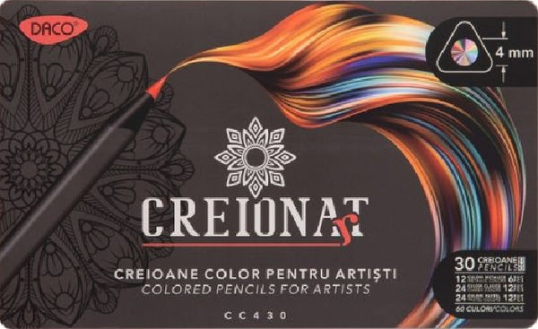 Set 30 creioane colorate bicolore 60 culori Daco