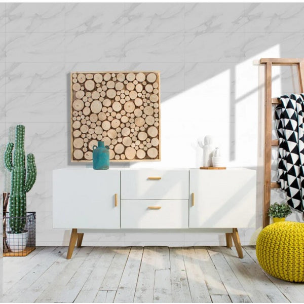 Set 5x placi autoadezive pentru perete,tip marmura alba,60x60 cm