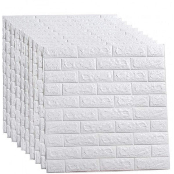 Set 5 x Placa de tapet adeziv caramizi albe 3D