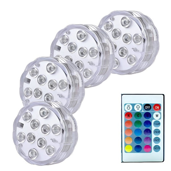 Set 4 lampi led cu telecomanda , rezistente la apa