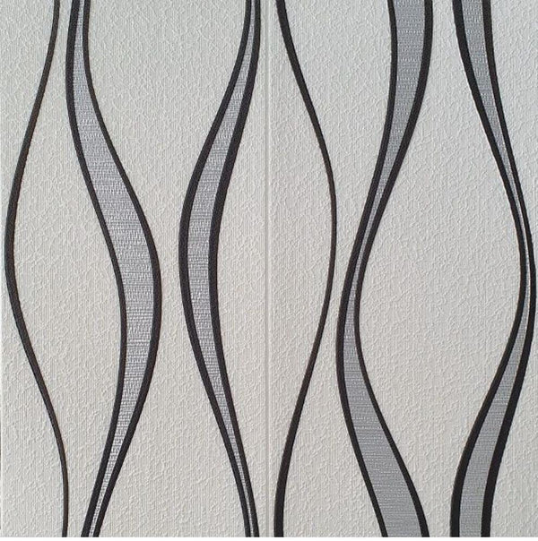 Set 5 x Tapet 3D Autoadeziv cu model alb cu dungi negre