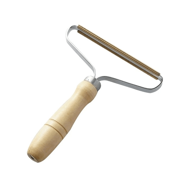 Set 2x Dispozitiv portabil pentru indepartarea scamelor de pe haine, maner din lemn