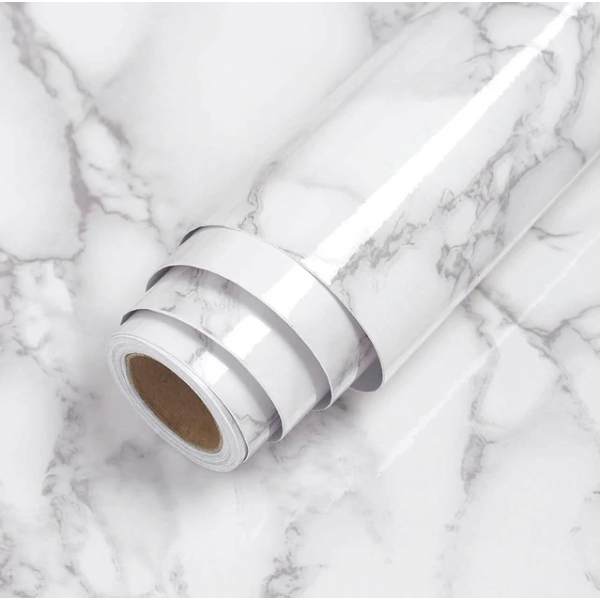 Set 2x Folie autoadeziva imitatie marmura alba 60 x 300 cm